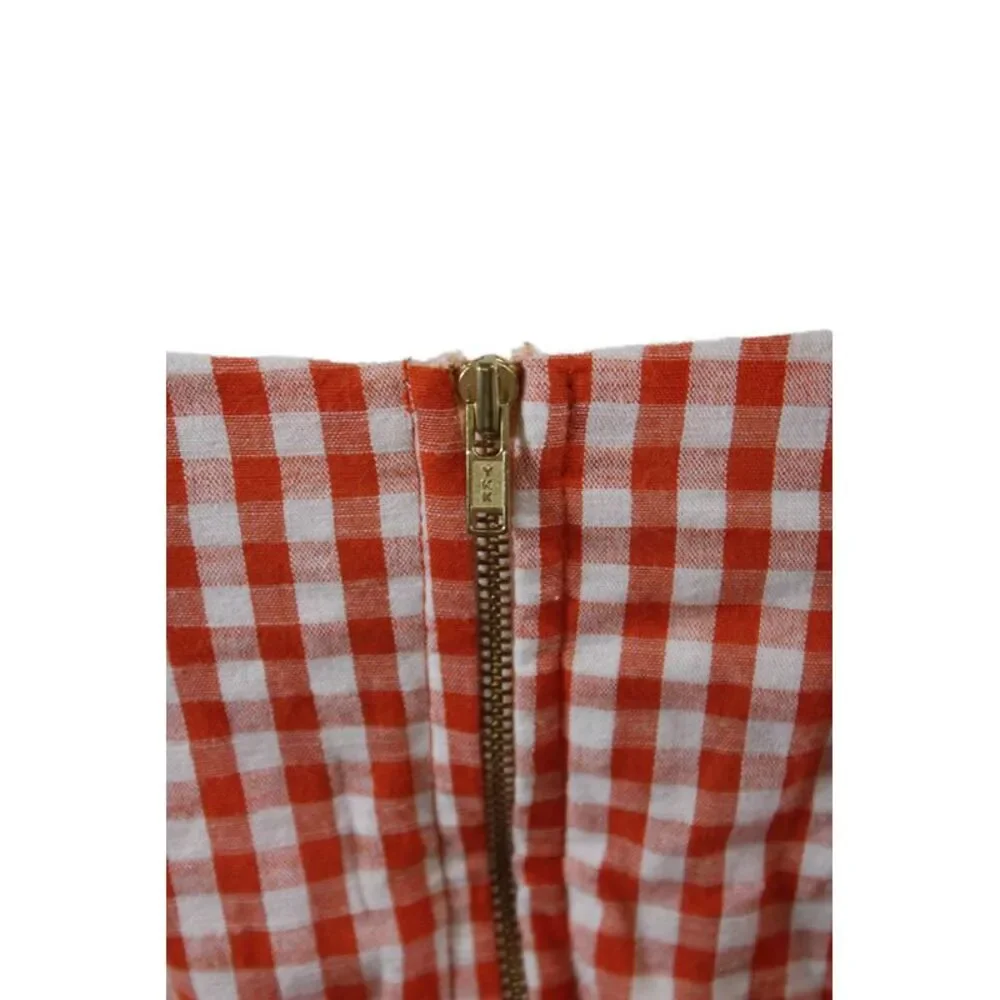 Rue Stiic Womens Cotton Gingham Waist Cut Out V-Neck Puff Sleeve Dress Red Sz XS - Picture 4 of 6